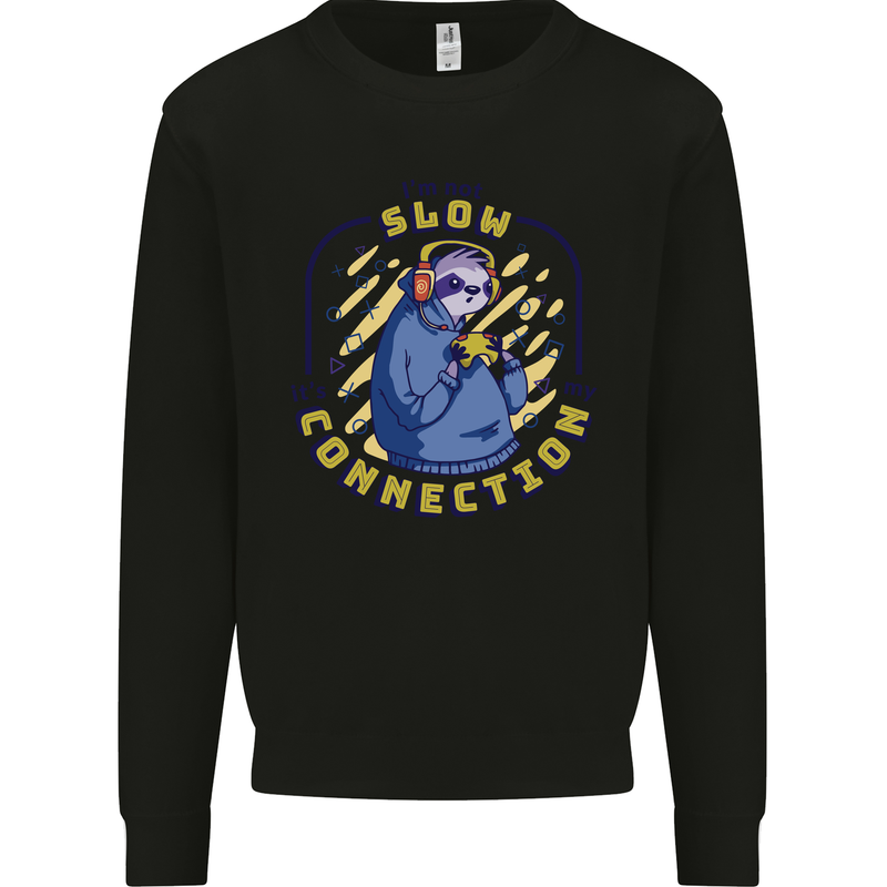 Sloth I'm Not Slow Funny Gaming Gamer Mens Sweatshirt Jumper Black
