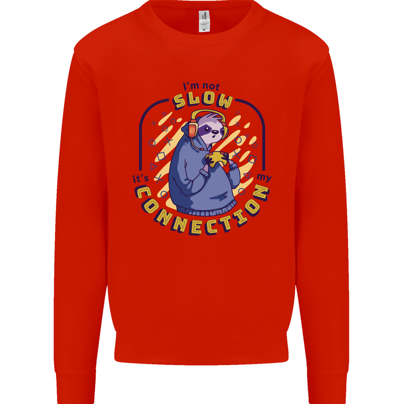 Sloth I'm Not Slow Funny Gaming Gamer Mens Sweatshirt Jumper Bright Red