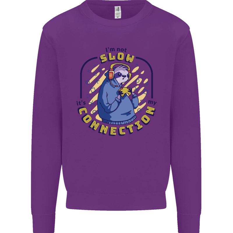 Sloth I'm Not Slow Funny Gaming Gamer Mens Sweatshirt Jumper Purple