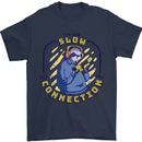 Sloth I'm Not Slow Funny Gaming Gamer Mens T-Shirt Cotton Gildan Navy Blue