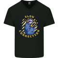Sloth I'm Not Slow Funny Gaming Gamer Mens V-Neck Cotton T-Shirt Black