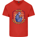 Sloth I'm Not Slow Funny Gaming Gamer Mens V-Neck Cotton T-Shirt Red
