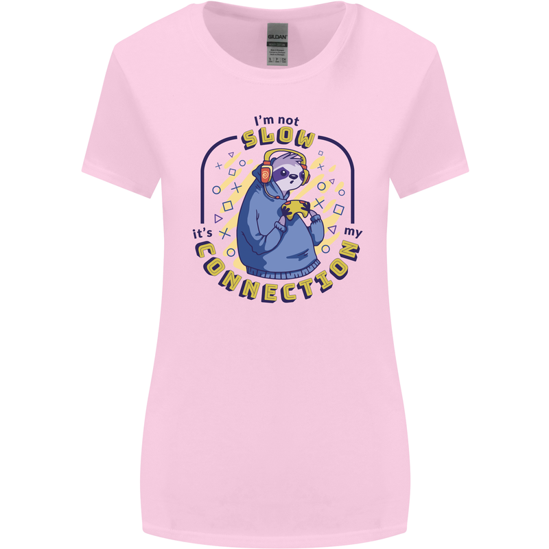 Sloth I'm Not Slow Funny Gaming Gamer Womens Wider Cut T-Shirt Light Pink