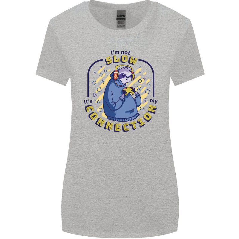 Sloth I'm Not Slow Funny Gaming Gamer Womens Wider Cut T-Shirt Sports Grey