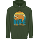 Sloth Nope Not Today Funny Lazy Childrens Kids Hoodie Forest Green