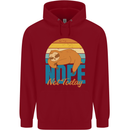 Sloth Nope Not Today Funny Lazy Childrens Kids Hoodie Red