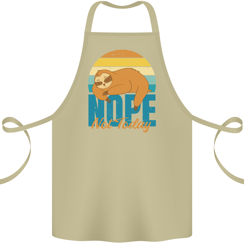 Sloth Nope Not Today Funny Lazy Cotton Apron 100% Organic Khaki