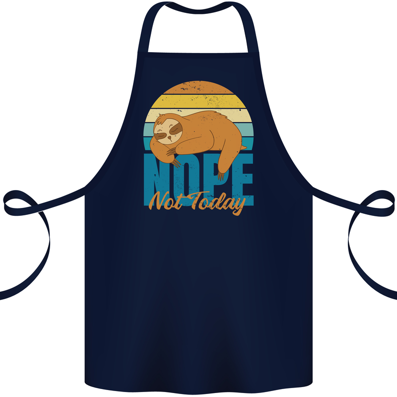 Sloth Nope Not Today Funny Lazy Cotton Apron 100% Organic Navy Blue