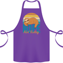 Sloth Nope Not Today Funny Lazy Cotton Apron 100% Organic Purple