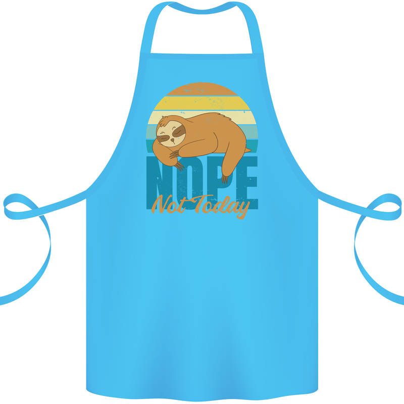 Sloth Nope Not Today Funny Lazy Cotton Apron 100% Organic Turquoise