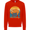 Sloth Nope Not Today Funny Lazy Kids Sweatshirt Jumper Bright Red