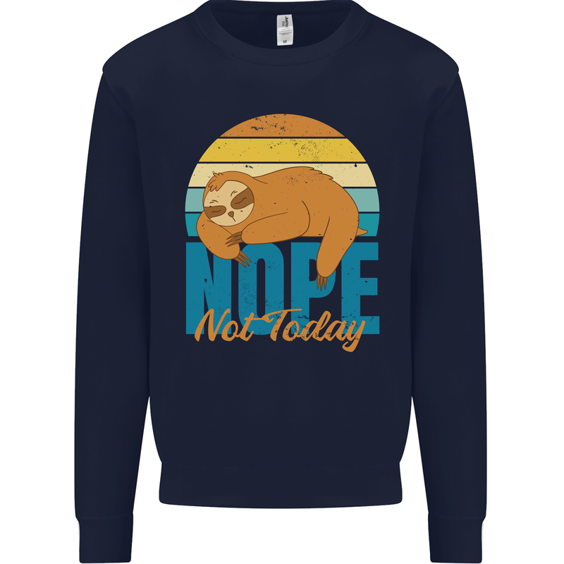 Sloth Nope Not Today Funny Lazy Kids Sweatshirt Jumper Navy Blue