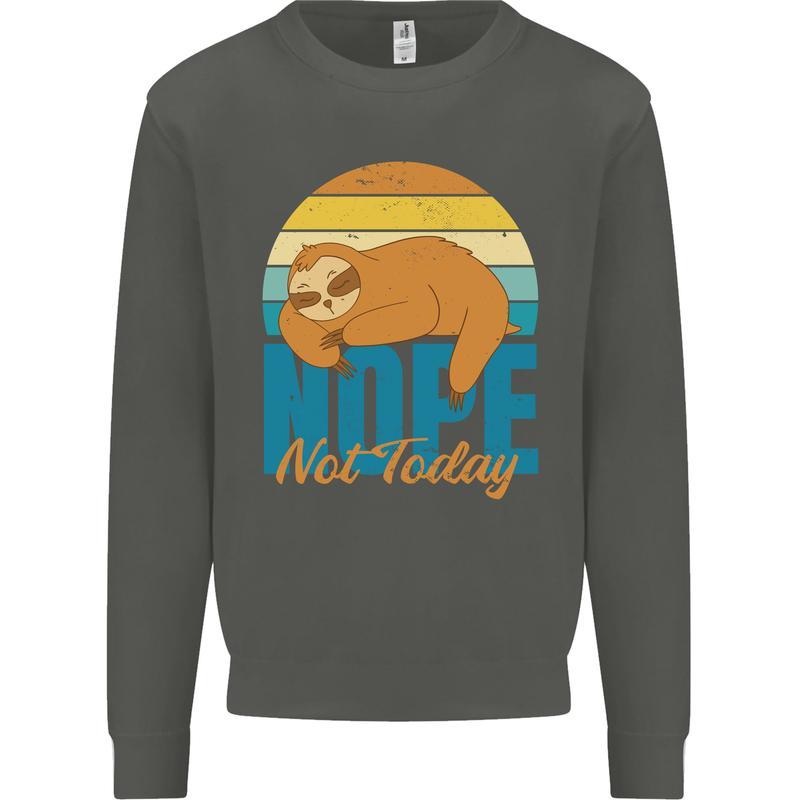 Sloth Nope Not Today Funny Lazy Kids Sweatshirt Jumper Storm Grey