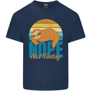 Sloth Nope Not Today Funny Lazy Kids T-Shirt Childrens Navy Blue