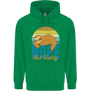 Sloth Nope Not Today Funny Lazy Mens 80% Cotton Hoodie Irish Green