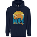 Sloth Nope Not Today Funny Lazy Mens 80% Cotton Hoodie Navy Blue