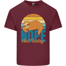 Sloth Nope Not Today Funny Lazy Mens Cotton T-Shirt Tee Top Maroon