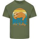 Sloth Nope Not Today Funny Lazy Mens Cotton T-Shirt Tee Top Military Green