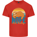 Sloth Nope Not Today Funny Lazy Mens Cotton T-Shirt Tee Top Red