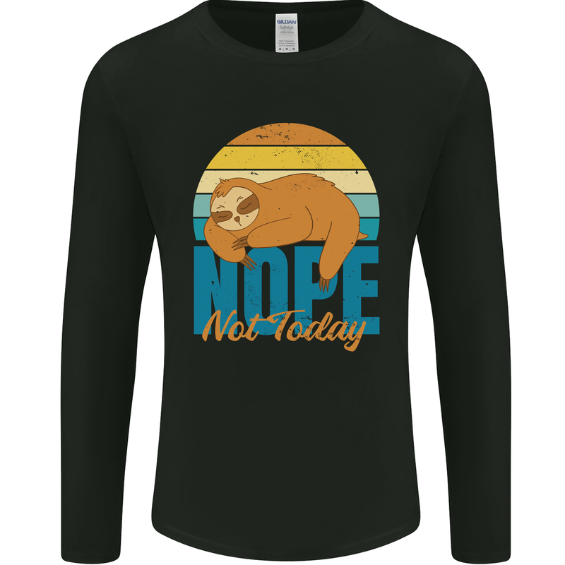 Sloth Nope Not Today Funny Lazy Mens Long Sleeve T-Shirt Black