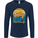 Sloth Nope Not Today Funny Lazy Mens Long Sleeve T-Shirt Navy Blue