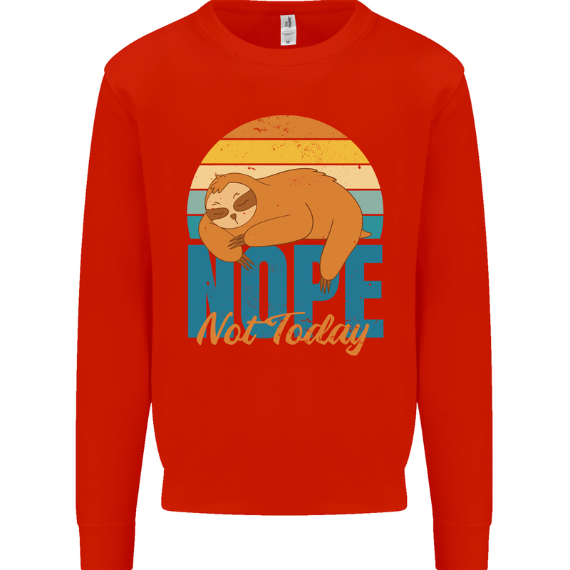 Sloth Nope Not Today Funny Lazy Mens Sweatshirt Jumper Bright Red