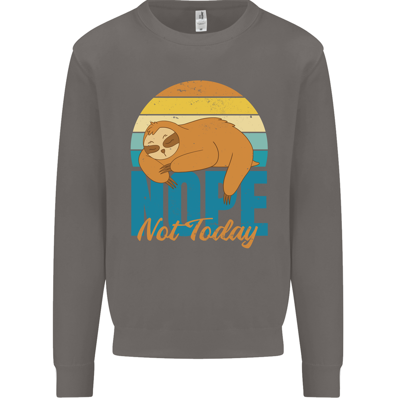 Sloth Nope Not Today Funny Lazy Mens Sweatshirt Jumper Charcoal