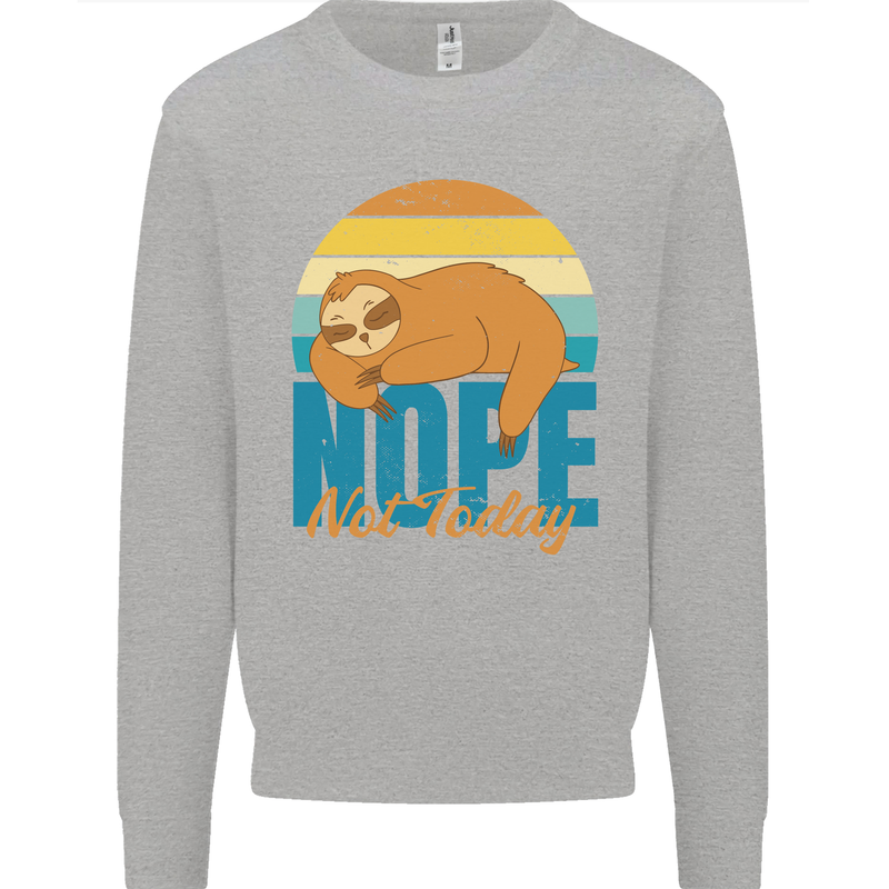 Sloth Nope Not Today Funny Lazy Mens Sweatshirt Jumper Sports Grey