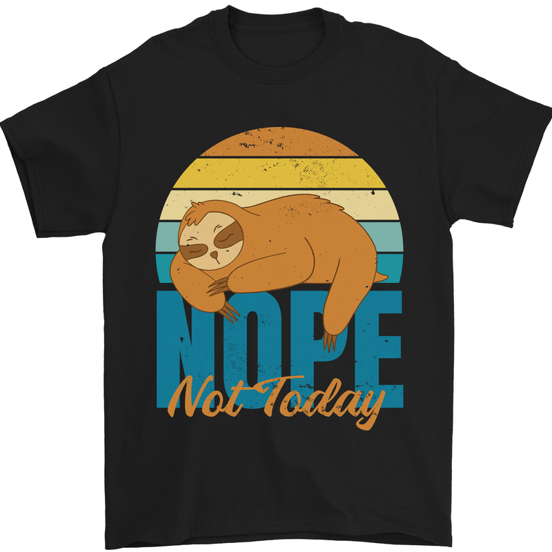 Sloth Nope Not Today Funny Lazy Mens T-Shirt 100% Cotton Black