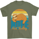 Sloth Nope Not Today Funny Lazy Mens T-Shirt 100% Cotton Military Green