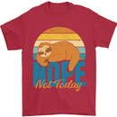 Sloth Nope Not Today Funny Lazy Mens T-Shirt 100% Cotton Red