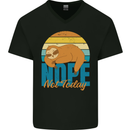 Sloth Nope Not Today Funny Lazy Mens V-Neck Cotton T-Shirt Black