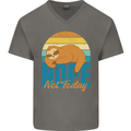 Sloth Nope Not Today Funny Lazy Mens V-Neck Cotton T-Shirt Charcoal