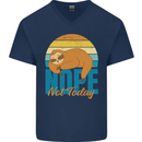 Sloth Nope Not Today Funny Lazy Mens V-Neck Cotton T-Shirt Navy Blue