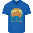 Sloth Nope Not Today Funny Lazy Mens V-Neck Cotton T-Shirt Royal Blue
