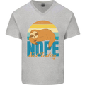 Sloth Nope Not Today Funny Lazy Mens V-Neck Cotton T-Shirt Sports Grey