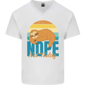 Sloth Nope Not Today Funny Lazy Mens V-Neck Cotton T-Shirt White