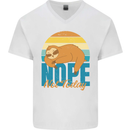 Sloth Nope Not Today Funny Lazy Mens V-Neck Cotton T-Shirt White
