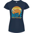 Sloth Nope Not Today Funny Lazy Womens Petite Cut T-Shirt Navy Blue