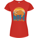 Sloth Nope Not Today Funny Lazy Womens Petite Cut T-Shirt Red