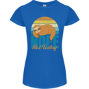 Sloth Nope Not Today Funny Lazy Womens Petite Cut T-Shirt Royal Blue