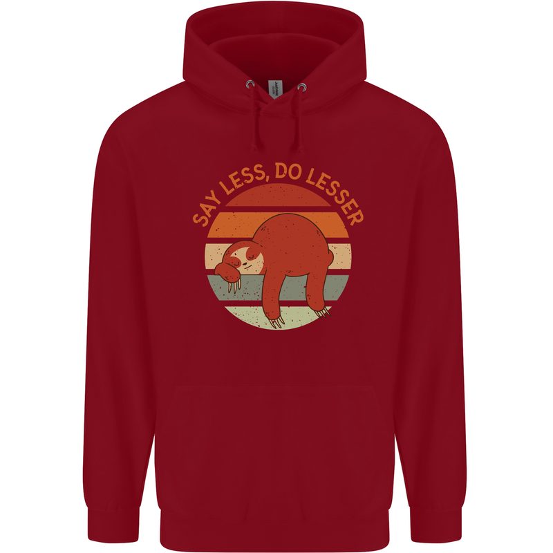 Sloth Say Less Do Lesser Funny Slogan Childrens Kids Hoodie Red