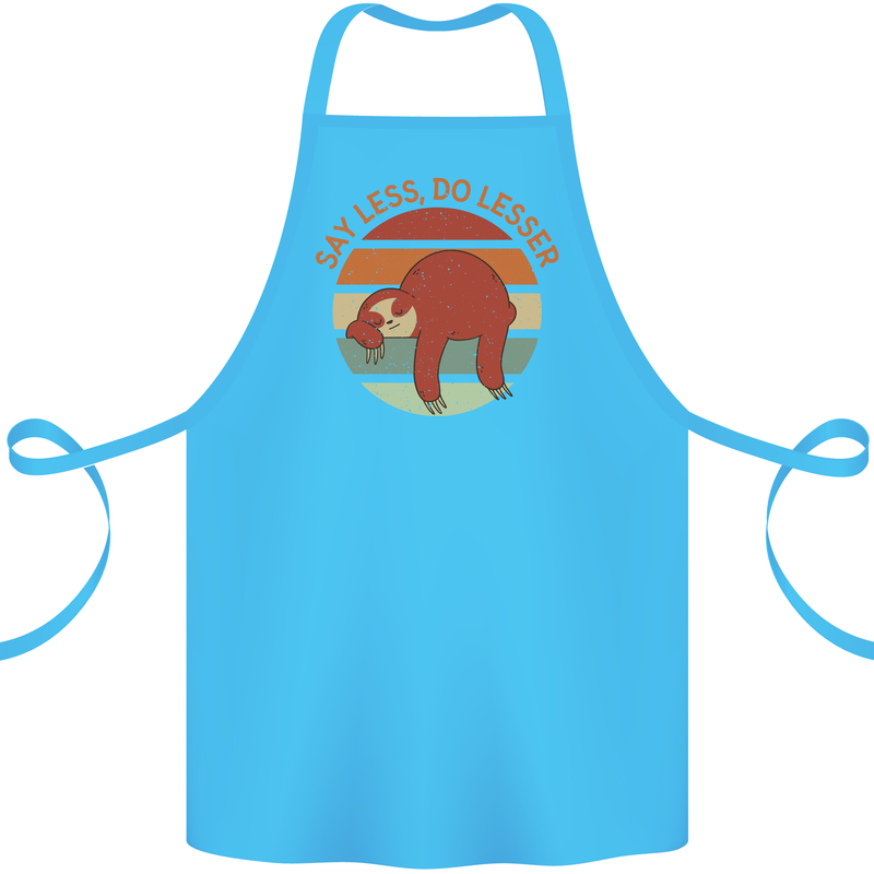 Sloth Say Less Do Lesser Funny Slogan Cotton Apron 100% Organic Turquoise