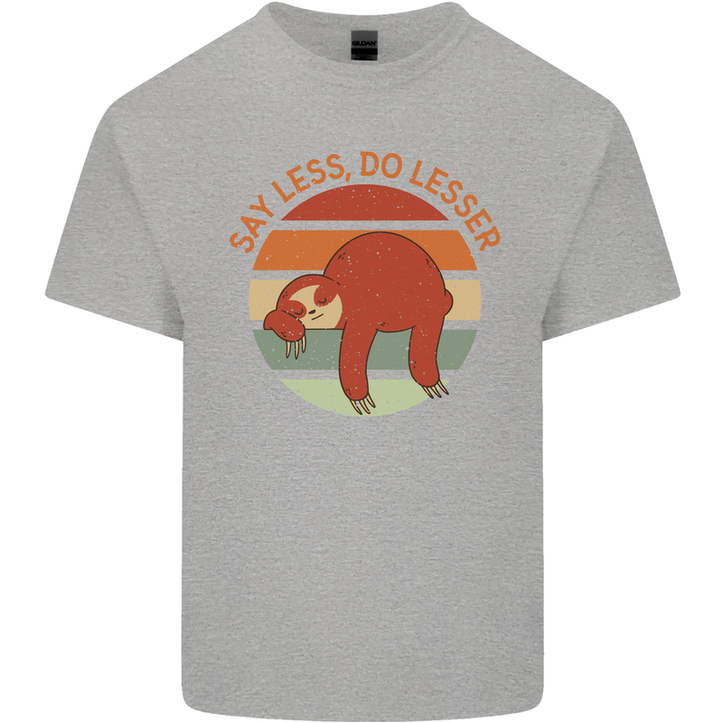 Sloth Say Less Do Lesser Funny Slogan Kids T-Shirt Childrens Sports Grey