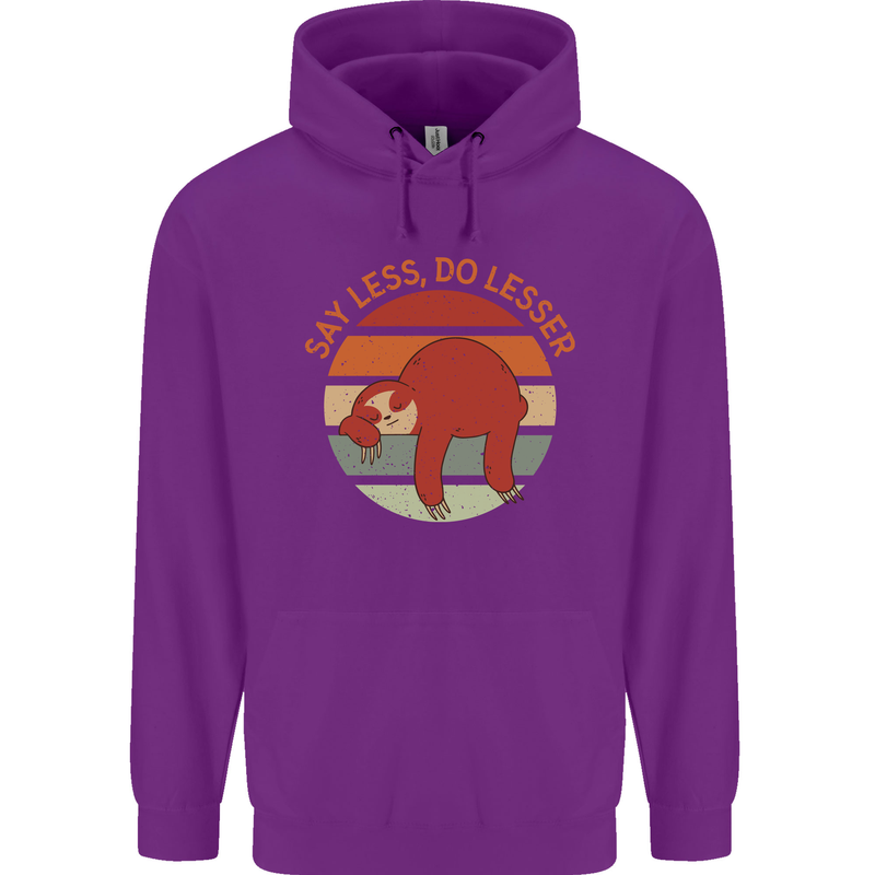 Sloth Say Less Do Lesser Funny Slogan Mens 80% Cotton Hoodie Purple