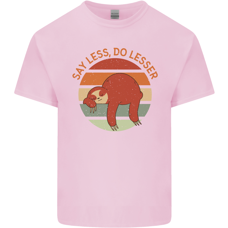 Sloth Say Less Do Lesser Funny Slogan Mens Cotton T-Shirt Tee Top Light Pink