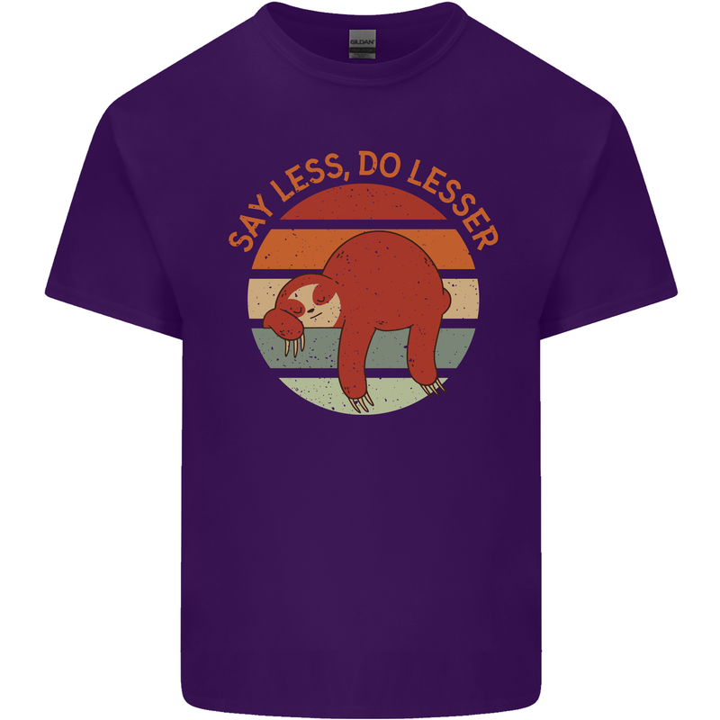 Sloth Say Less Do Lesser Funny Slogan Mens Cotton T-Shirt Tee Top Purple
