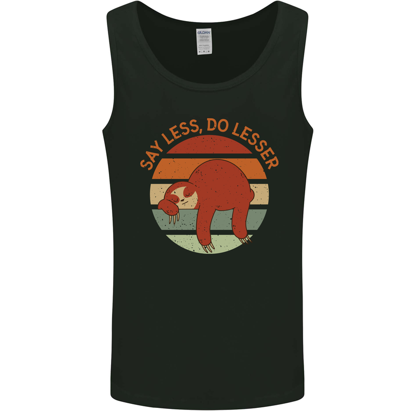 Sloth Say Less Do Lesser Funny Slogan Mens Vest Tank Top Black