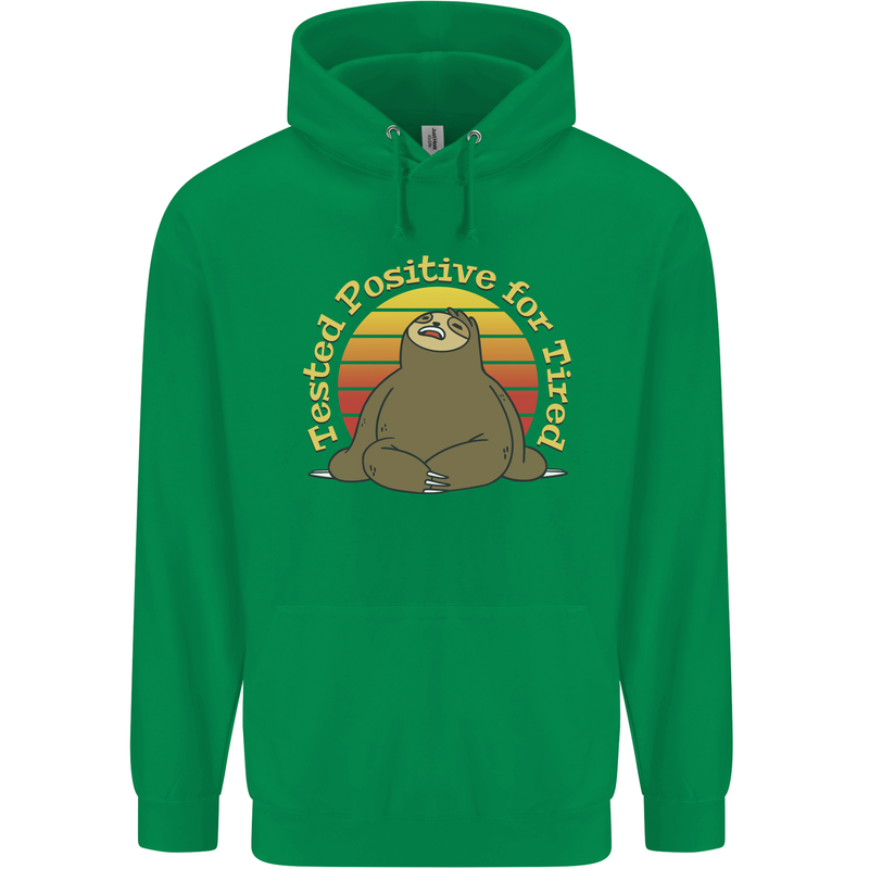 Sloth Tested Positive For Tired Funny Lazy Childrens Kids Hoodie Irish Green