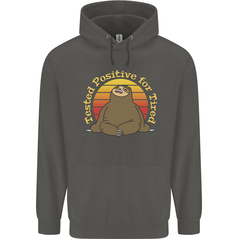 Sloth Tested Positive For Tired Funny Lazy Childrens Kids Hoodie Storm Grey